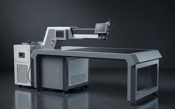 Dobosen RT300 otomatik harf kaynak sistemi; tabela ve kanal harf üretiminde hassas argon kaynak operasyonları için Gösteri Woodworks metal işleme bölümünde